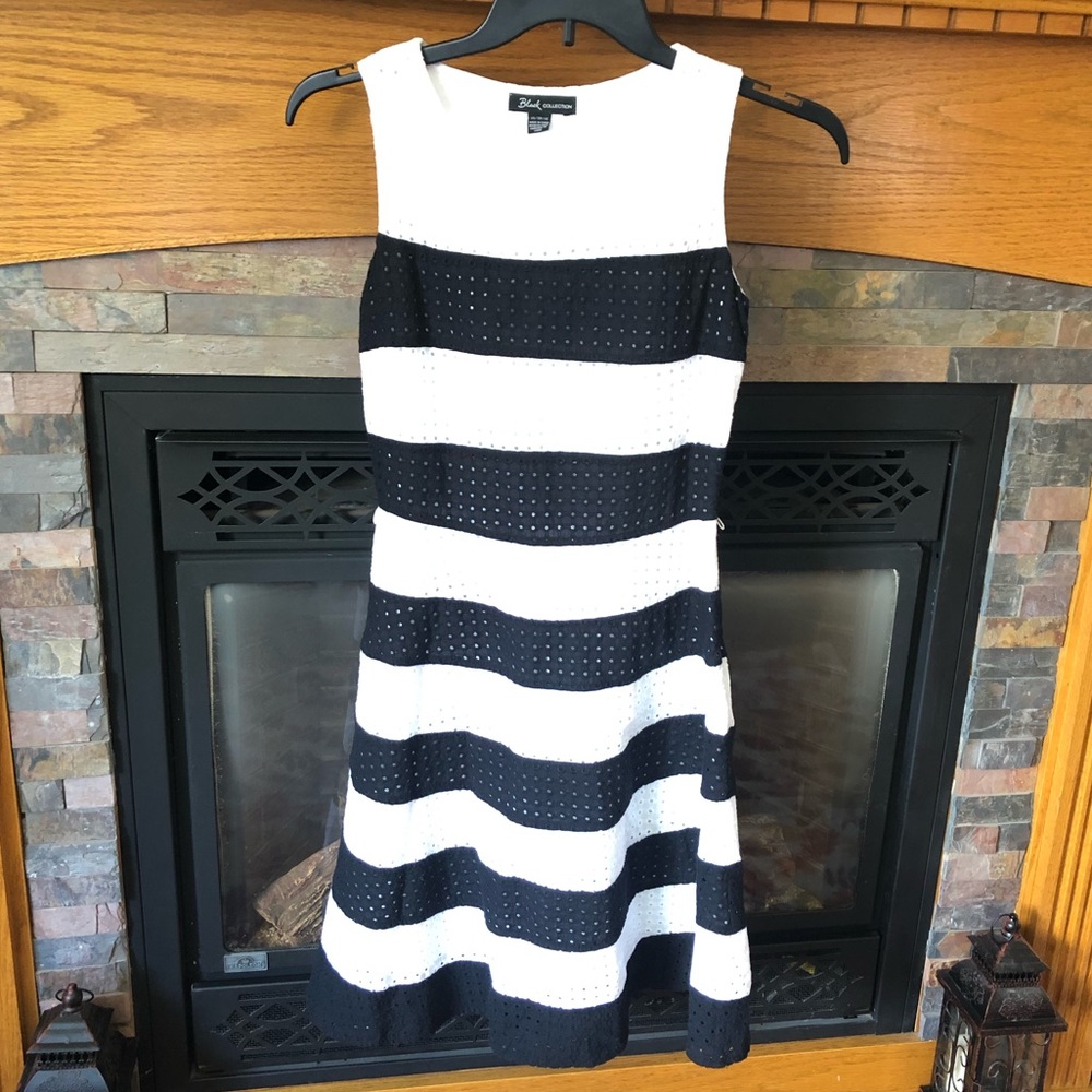 NWT Suzy Shier Sleeveless Stripe Eyelet Dress Coastal Chic Size XS